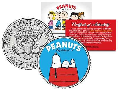#ad Peanuts SNOOPY DOG HOUSE JFK Kennedy Half Dollar U.S. Coin OFFICIALLY LICENSED $11.95