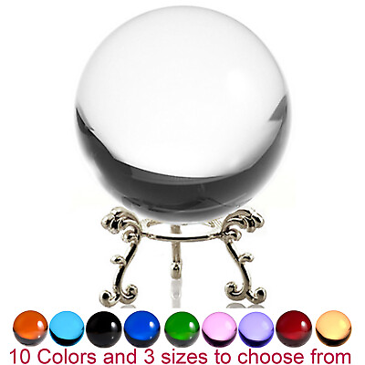 #ad Crystal Ball Sphere for Feng Shui Meditation Decor with Silver Flower Stand $39.97