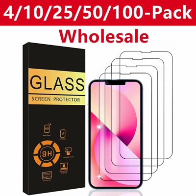 #ad Wholesale LOT Tempered Glass Screen Protector for iPhone 15 Pro Max 14 13 12 11 $39.99
