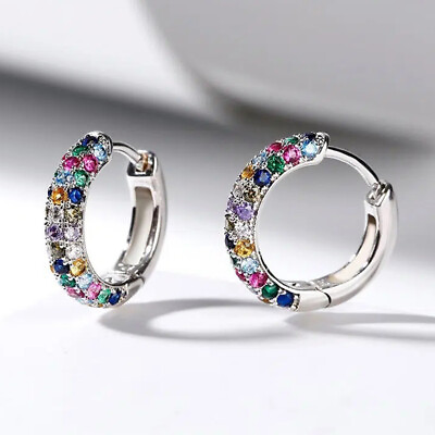 #ad Women Fashion 925 Silver Cubic Zirconia Hoop Earrings Anniversary Jewelry C $4.18
