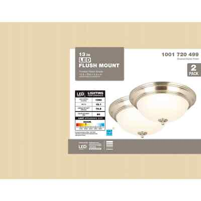 #ad Commercial Electric 13quot; Brushed Nickel Flush Mount Light Fixture 2 Pack Frosted $19.99
