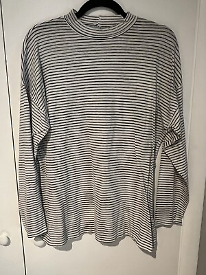 #ad Free People We The Free Womens Be Free Striped Tunic Sz XS White Long Sleeve $5.99