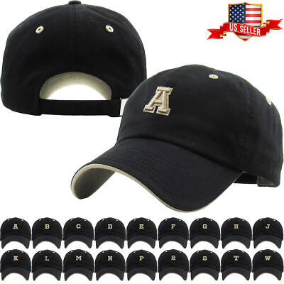 #ad ABC Letter Embroidery INITIAL Black Dad Hat Baseball Cap Adjustable $14.99
