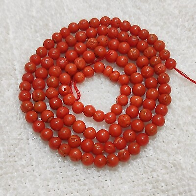 #ad 22 Inch AAA Quality Coral Natural Italian Round Coral Beads Gemstone Loose Beads $89.99