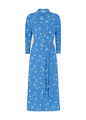 #ad Whistles Watercolour Animal Dress UK 10 12 Midi Midaxi Shirt RRP 159 Blue GBP 68.32
