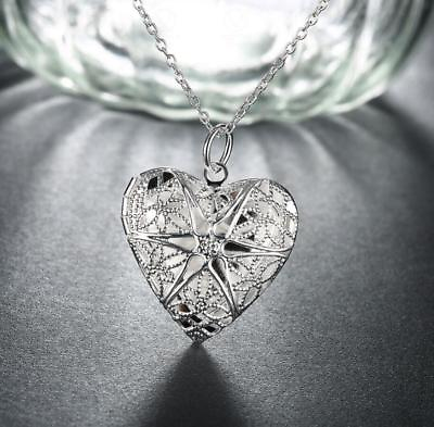 #ad Heart Locket Photo Charm Silver SP Pendant Necklace Can Be Opened $7.99