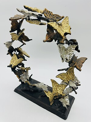 #ad Butterfly Cast Iron Gold Bronze Silver Art Decor Piece $189.00