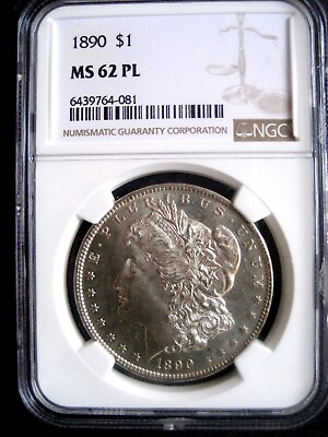 #ad 1890 P Morgan Dollar NGC MS 62 PL Extremely Rare in Proof Like $265.00