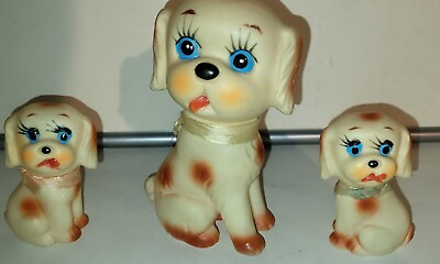 #ad Vintage Vinyl Rubber Dog Family Made in Japan Puppies and Mom $18.00