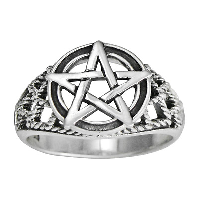 #ad Sterling Silver Large Pentacle Pentagram Ring Wiccan Pagan Jewelry Size 4 15 $34.99