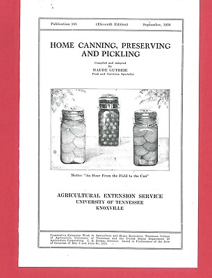#ad Home Canning Preserving amp; Pickling 1936 Old Timey Recipe Book Homesteading 4H $16.50