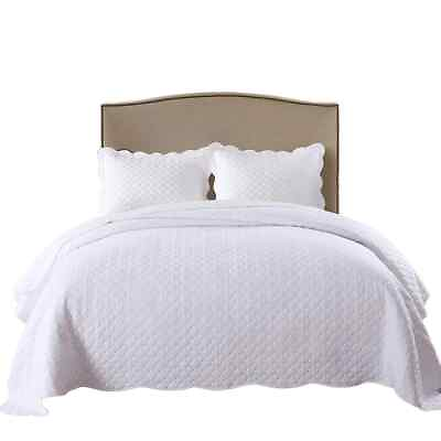 #ad MarCielo 100% White Cotton Quilt Set Bedspread Coverlet B34 $58.99