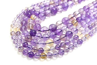 #ad Natural AAA Purple Ametrine Smooth Polished Round Gemstone Beads RN178 $13.46