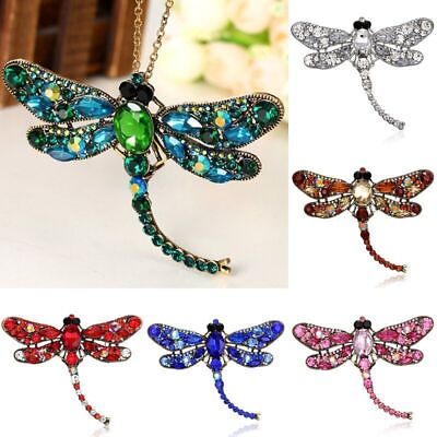 #ad Retro Crystal Rhinestone Big Dragonfly Animal Brooch Pin Jewelry Women Hot Gifts $4.37