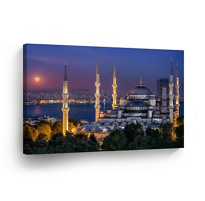 #ad Islamic Wall Art Blue Mosque and The Sea at Istanbul Canvas Print Home Decor $199.99