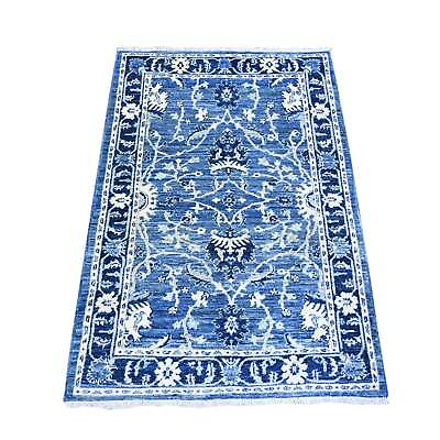 #ad 3#x27;2quot;x4#x27;10quot; Blue Wool Hand Knotted All Over Mahal Design Oriental Rug R74544 $527.40