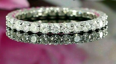 #ad 1 CT Round Moissanite Full Eternity Wedding Ring Band 925 Sterling Silver Size 7 $56.68
