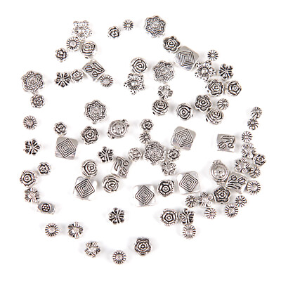 #ad 80Pcs Lot Mixed Tibet Silver Flower Spacer Beads For Bracelet Jewelry DIY yu $4.89