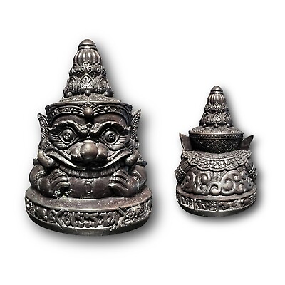 #ad Thai amulet Statue Kring Rahu Black Metal Talisman Powerful Protaction Success $131.48