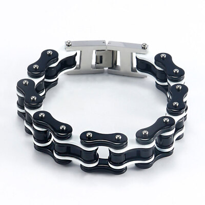 #ad Mens Bracelets Black Motorcycle Biker Bicycle Chain Link Bracelets For Men Women $11.33