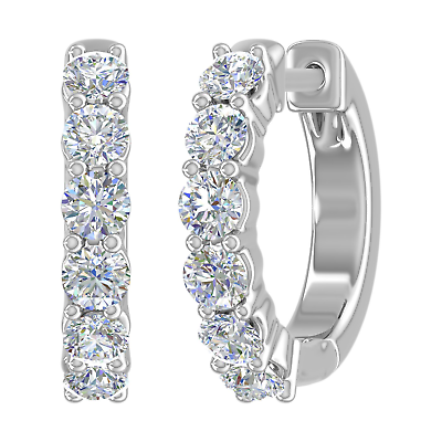 #ad 3 4 Carat Prong Set Round Diamond Hoop Earrings in 10K White Gold $399.99