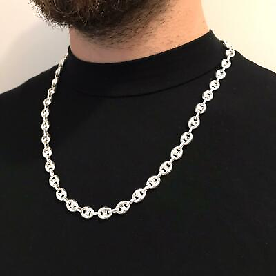 #ad Mens Mariner Hollow Puffed Lİnk Chain Necklace 925 Silver Sterling 8mm 35GR 26quot; $108.00