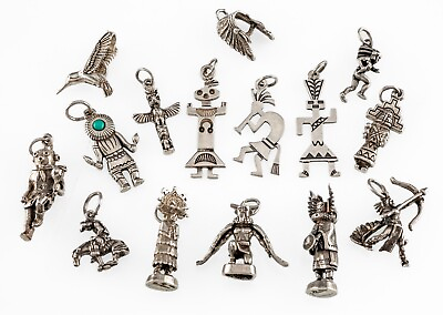#ad Unique Vintage Native American Charm Collection of 15 all Sterling Silver $299.00