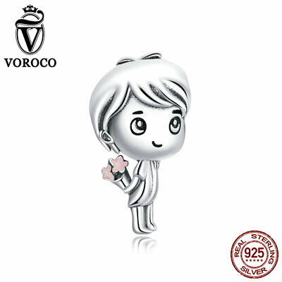 #ad Real S925 Sterling Silver Little Boy Beads Charms Fit Women 925 Bracelets VOROCO GBP 7.01