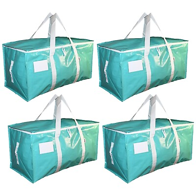 #ad Heavy Duty Large Storage Bag with Zippers amp; HandlesExtra Large Moving Bag 4pk $23.99