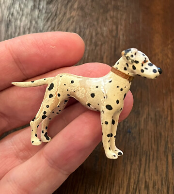 #ad Rare Antique Tiny Miniature Dalmatian Dog Doll Mignonette Companion Dollhouse $135.00
