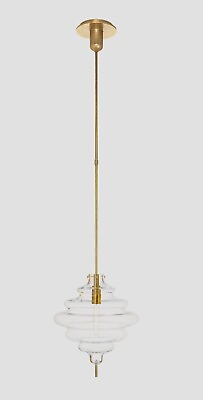 #ad KELLY WEARSTLER TABLEAU MEDIUM PENDANT Antique Burnished Brass w Clear Glass $599.00