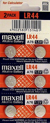 #ad LR44 Maxell 6 piece LR44 MAXELL A76 L1154 AG13 357 New Alkaline Battery $2.89