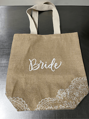 #ad Bride Tote Bag. Lace Embroidered. New no tags.Made from Jute and Cotton. $11.70