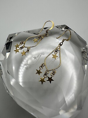 #ad Vintage Gold Over Sterling Star Dangle Earrings 4.5cm $15.00