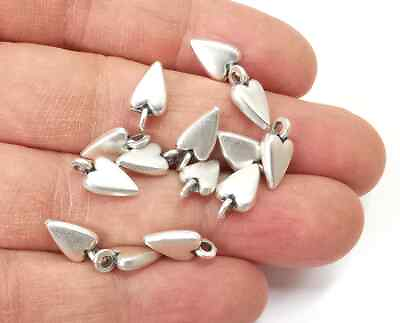 #ad 5 Heart Charm Double Sided Antique Silver Plated jewelry Parts 11x5mm G27578 $1.00