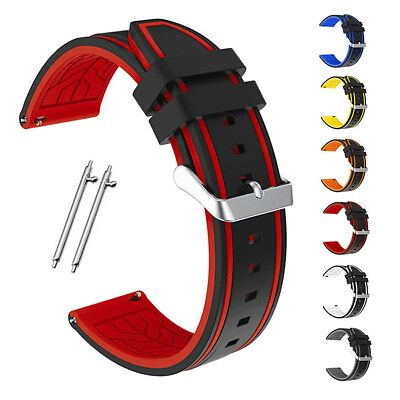 #ad New Men#x27;s Sports Waterproof Silicone Rubber Watch Strap Band 20mm 22mm 24mm 26mm $13.86