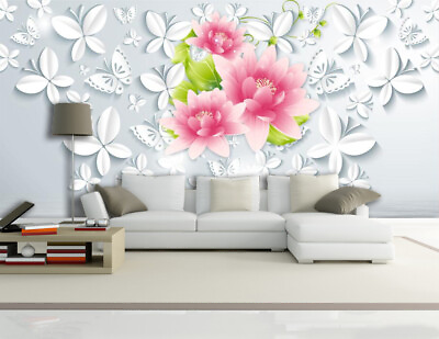 #ad 3D Dream Flowers G4851 Wallpaper Wall Murals Removable Self adhesive Erin AU $374.99