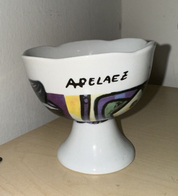 #ad Rare Vintage Amelia Pelaez Signed Ceramic Pedestal Bowls Arte En Casa 3.25” EUC $45.00