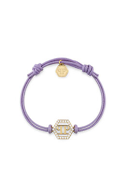 #ad Philipp Plein Womens Linked Crystal Cotton Cord Bracelet $200.00