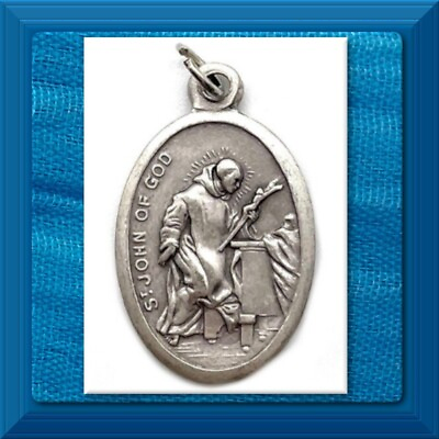 #ad St. Saint John of God Patron of Nurses Heart Disease Catholic Medal 1” Italy $2.05