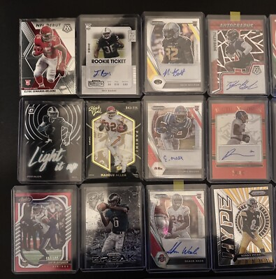 #ad 100 Card NFL Lot Rookies Inserts Numbered 8 Autos And More $100.00