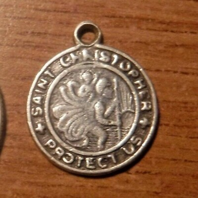 #ad Two Sided Sterling Silver St Christopher Medal #225 $33.17