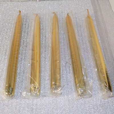 #ad Taper Gold Candle Candlesticks 10quot; Metallic Set of 5 Made in Italy $18.95