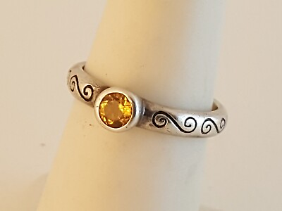 #ad Golden topaz sterling silver ring sz 5.75 design on band $29.96