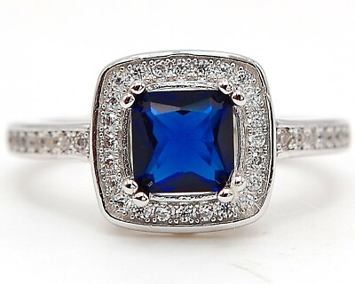 #ad 2CT Blue Sapphire amp; Topaz 925 Sterling Silver Ring Jewelry Sz 6 NB2 2 $31.99