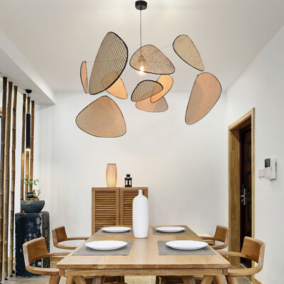 Contemporary Pendant Light Fixture Ceiling Natural Bamboo Lamp Living Room USA $232.78