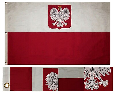 #ad 3x5 Embroidered Sewn Poland Eagle Polish Polska 100% Cotton Flag 3#x27;x5#x27; $48.88