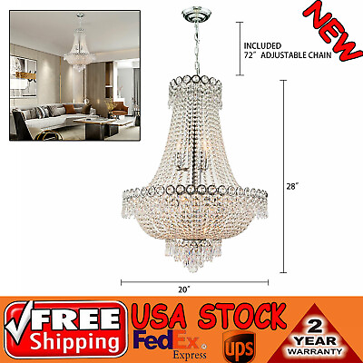 French Empire Crystal Chandelier Chrome Chandelier Lighting Pendant Hanging Lamp $224.10