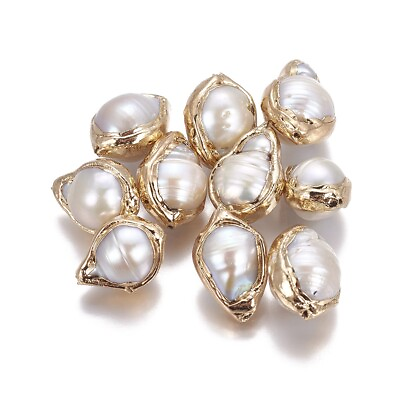 #ad 5Pcs Golden Natural Cultured Freshwater Baroque Keshi Pearl Beads 15 26x12x11mm $17.19