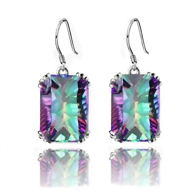 #ad #ad Elegant Rainbow Mystical Fire Topaz 925 Sterling Silver Fashion Jewelry Earrings $15.74